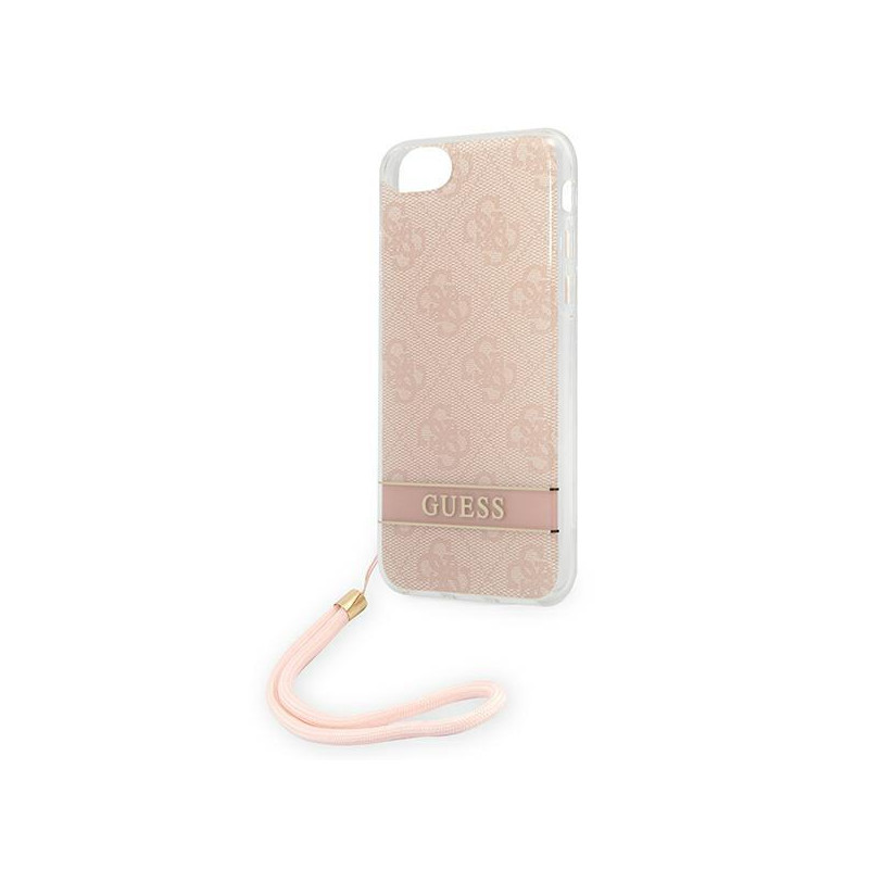 Guess 4G Print Strap dėklas, skirtas iPhone SE 2022 / SE 2020 / 7 / 8 - rožinė
