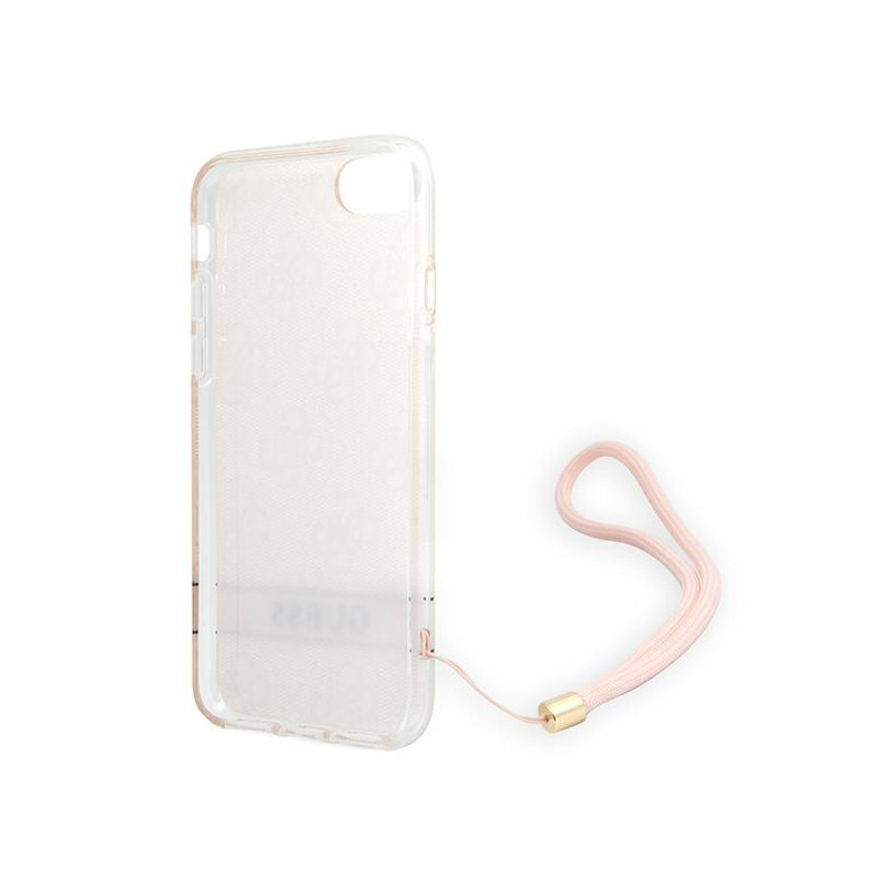 Guess 4G Print Strap dėklas, skirtas iPhone SE 2022 / SE 2020 / 7 / 8 - rožinė