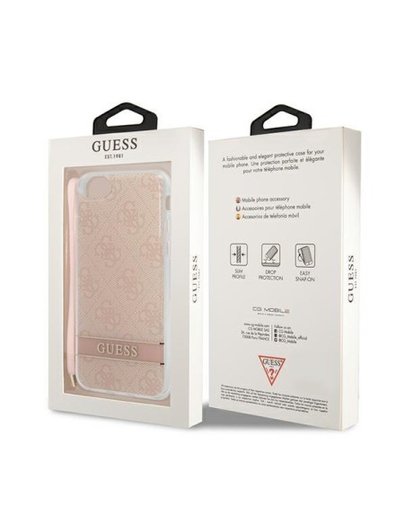 Guess 4G Print Strap dėklas, skirtas iPhone SE 2022 / SE 2020 / 7 / 8 - rožinė Guess 4G Print Strap dėklas, skirtas iPhone SE 2022 / SE 2020 / 7 / 8 - rožinė