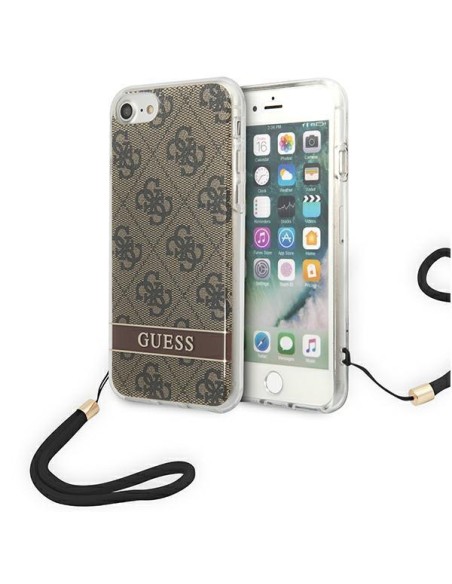 Guess 4G Print Strap dėklas, skirtas iPhone SE 2022 / SE 2020 / 7 / 8 - ruda Guess 4G Print Strap dėklas, skirtas iPhone SE 2022 / SE 2020 / 7 / 8 - ruda