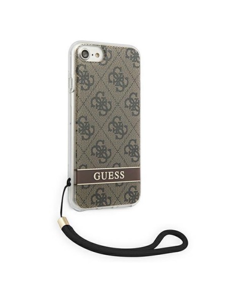 Guess 4G Print Strap dėklas, skirtas iPhone SE 2022 / SE 2020 / 7 / 8 - ruda Guess 4G Print Strap dėklas, skirtas iPhone SE 2022 / SE 2020 / 7 / 8 - ruda