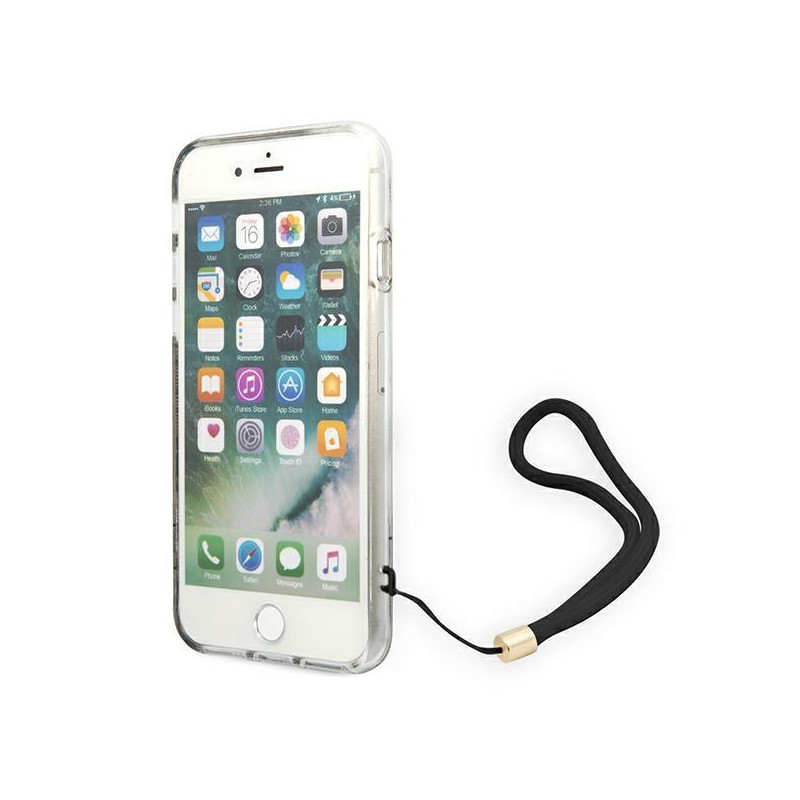 Guess 4G Print Strap dėklas, skirtas iPhone SE 2022 / SE 2020 / 7 / 8 - ruda