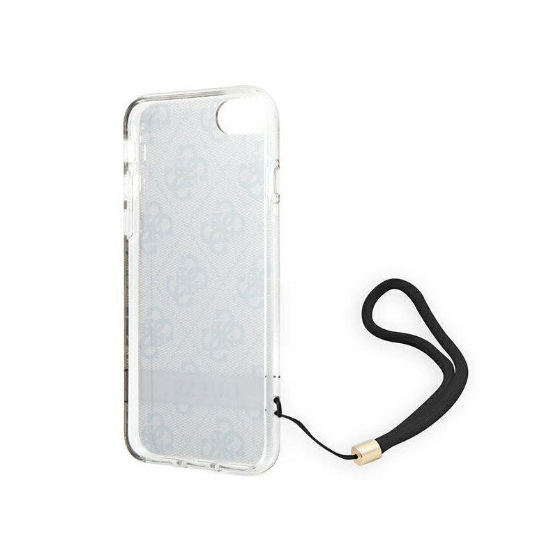 Guess 4G Print Strap dėklas, skirtas iPhone SE 2022 / SE 2020 / 7 / 8 - ruda