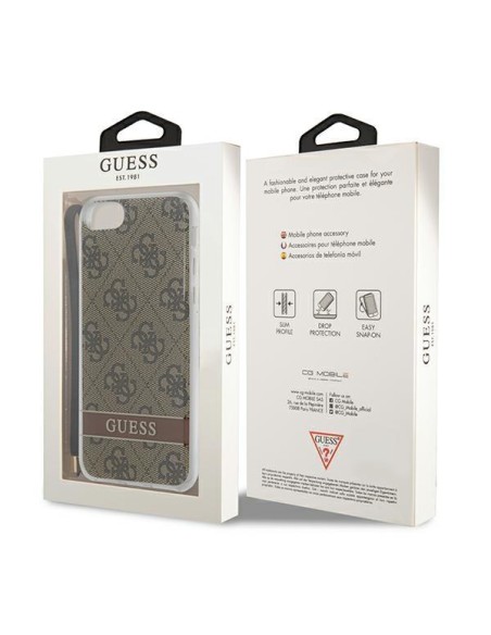Guess 4G Print Strap dėklas, skirtas iPhone SE 2022 / SE 2020 / 7 / 8 - ruda Guess 4G Print Strap dėklas, skirtas iPhone SE 2022 / SE 2020 / 7 / 8 - ruda
