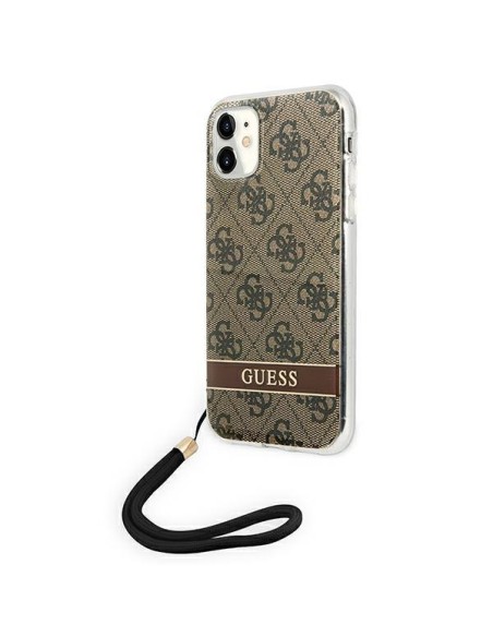 Guess 4G Print Strap dėklas iPhone 11 - rudas Guess 4G Print Strap dėklas iPhone 11 - rudas