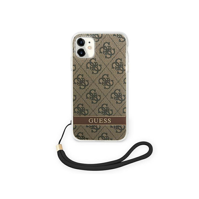 Guess 4G Print Strap dėklas iPhone 11 - rudas