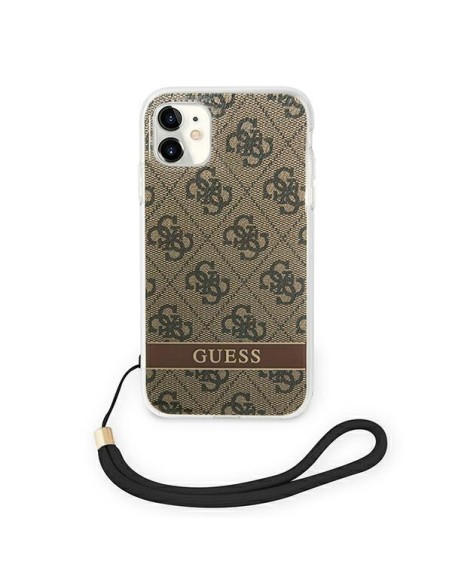 Guess 4G Print Strap dėklas iPhone 11 - rudas Guess 4G Print Strap dėklas iPhone 11 - rudas