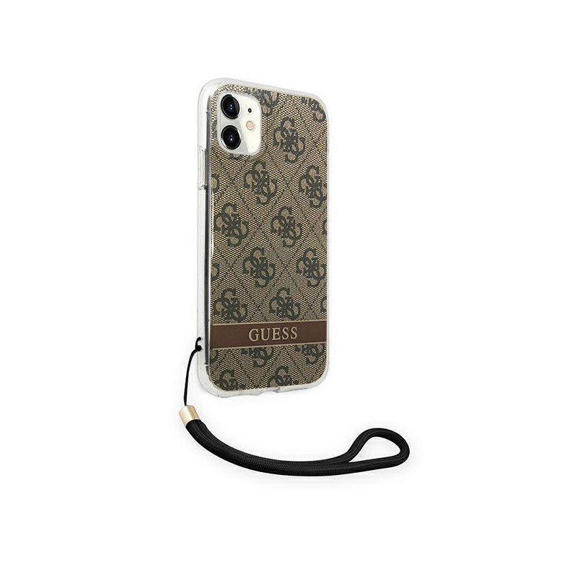 Guess 4G Print Strap dėklas iPhone 11 - rudas