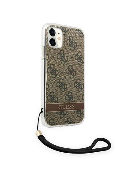 Guess 4G Print Strap dėklas iPhone 11 - rudas Guess 4G Print Strap dėklas iPhone 11 - rudas