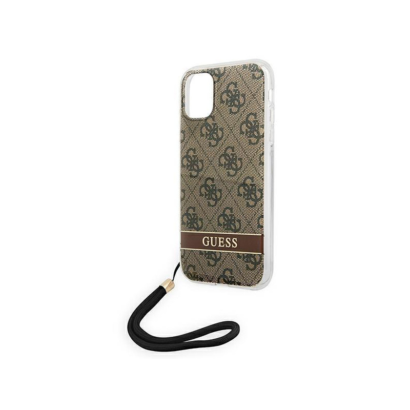 Guess 4G Print Strap dėklas iPhone 11 - rudas