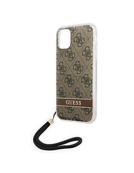 Guess 4G Print Strap dėklas iPhone 11 - rudas Guess 4G Print Strap dėklas iPhone 11 - rudas