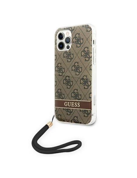 Guess 4G Print Strap dėklas, skirtas iPhone 12 / iPhone 12 Pro - rudas Guess 4G Print Strap dėklas, skirtas iPhone 12 / iPhone 12 Pro - rudas