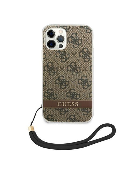 Guess 4G Print Strap dėklas, skirtas iPhone 12 / iPhone 12 Pro - rudas Guess 4G Print Strap dėklas, skirtas iPhone 12 / iPhone 12 Pro - rudas