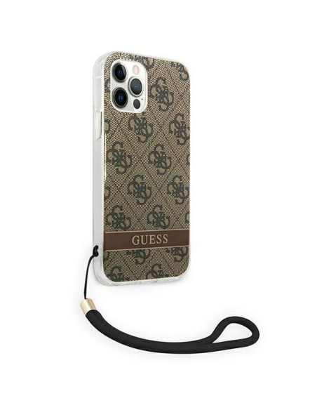 Guess 4G Print Strap dėklas, skirtas iPhone 12 / iPhone 12 Pro - rudas Guess 4G Print Strap dėklas, skirtas iPhone 12 / iPhone 12 Pro - rudas