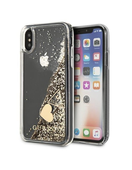 Guess Glitter Charms dėklas, skirtas iPhone X / Xs - auksinis