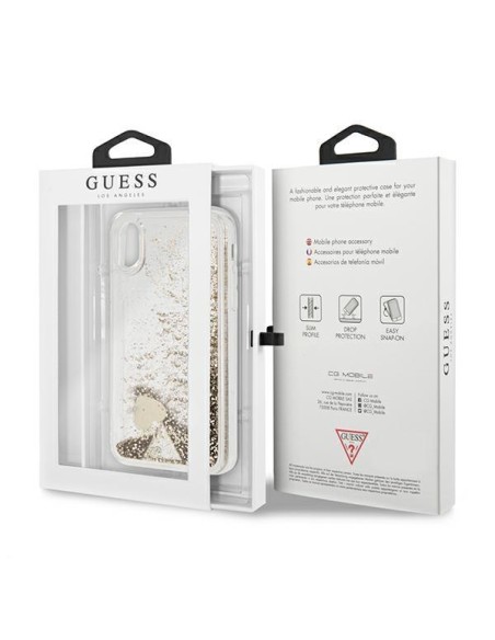 Guess Glitter Charms dėklas, skirtas iPhone X / Xs - auksinis