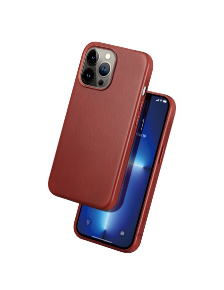 „Dux Ducis Naples“ dėklas, skirtas „iPhone 13 Pro Max“, odinis dangtelis (suderinamas su „MagSafe“) raudonas „Dux Ducis Naples“ dėklas, skirtas „iPhone 13 Pro Max“, odinis dangtelis (suderinamas su „MagSafe“) raudonas