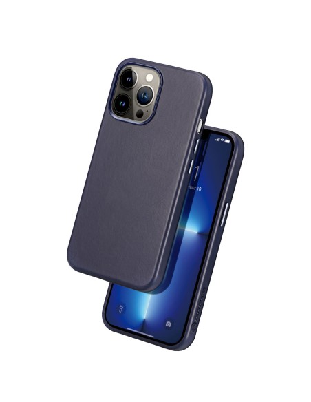 „Dux Ducis Naples“ dėklas, skirtas „iPhone 13 Pro Max“, odinis dangtelis (suderinamas su „MagSafe“) Mėlynas