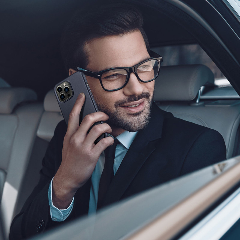 „Dux Ducis Naples“ dėklas, skirtas „iPhone 13 Pro Max“, odinis dangtelis (suderinamas su „MagSafe“) Mėlynas