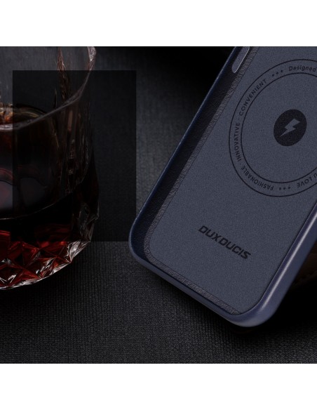 „Dux Ducis Naples“ dėklas, skirtas „iPhone 13 Pro Max“, odinis dangtelis (suderinamas su „MagSafe“) Mėlynas