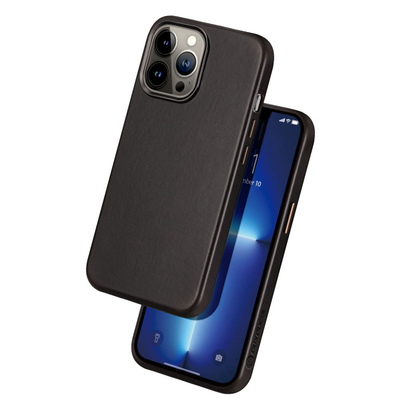 Dux Ducis Naples dėklas, skirtas iPhone 13 Pro Max odinis dangtelis (suderinamas su MagSafe) Tamsiai ruda