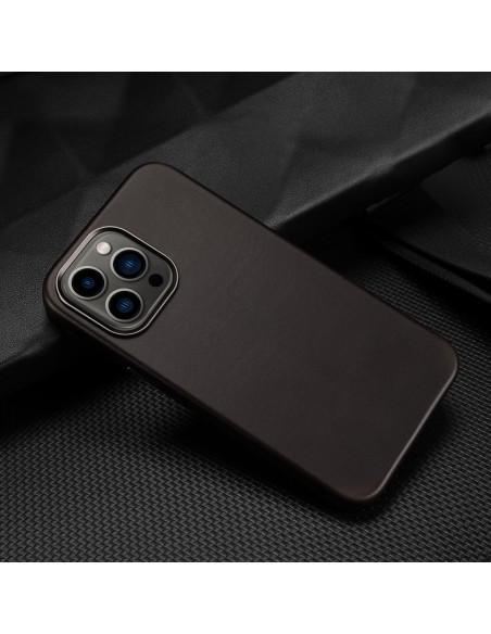 Dux Ducis Naples dėklas, skirtas iPhone 13 Pro Max odinis dangtelis (suderinamas su MagSafe) Tamsiai ruda Dux Ducis Naples dėklas, skirtas iPhone 13 Pro Max odinis dangtelis (suderinamas su MagSafe) Tamsiai ruda