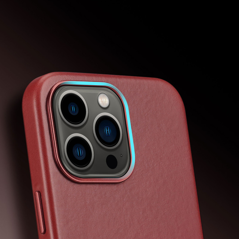 „Dux Ducis Naples“ dėklas, skirtas „iPhone 13 Pro“, odinis dangtelis (suderinamas su „MagSafe“) raudonas