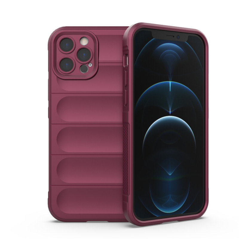 Magic Shield Case iPhone 12 Pro, lankstus šarvuotas dangtelis, bordo spalvos