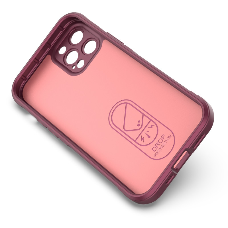 Magic Shield Case iPhone 12 Pro, lankstus šarvuotas dangtelis, bordo spalvos
