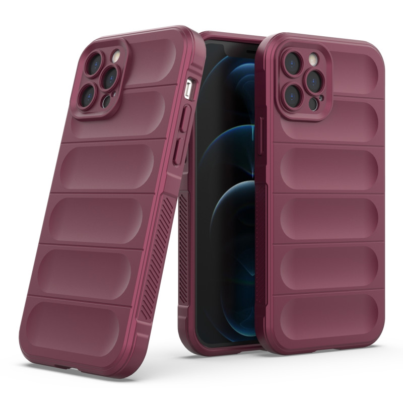 Magic Shield Case iPhone 12 Pro, lankstus šarvuotas dangtelis, bordo spalvos