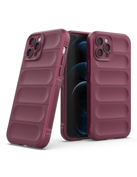 Magic Shield Case iPhone 12 Pro, lankstus šarvuotas dangtelis, bordo spalvos Magic Shield Case iPhone 12 Pro, lankstus šarvuotas dangtelis, bordo spalvos
