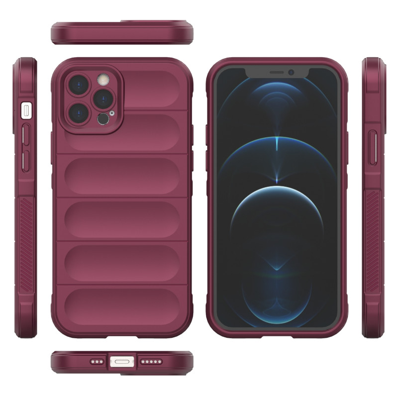 Magic Shield Case iPhone 12 Pro, lankstus šarvuotas dangtelis, bordo spalvos