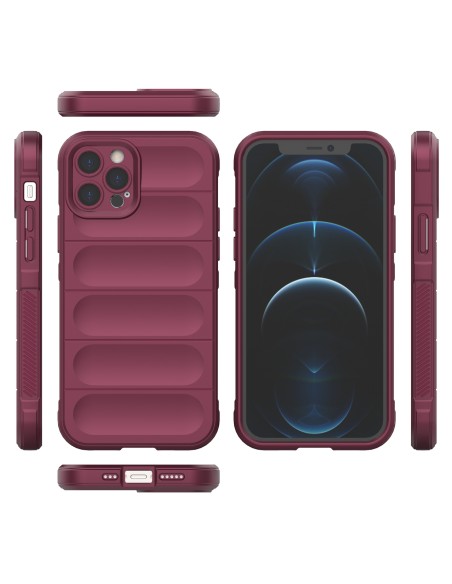 Magic Shield Case iPhone 12 Pro, lankstus šarvuotas dangtelis, bordo spalvos Magic Shield Case iPhone 12 Pro, lankstus šarvuotas dangtelis, bordo spalvos