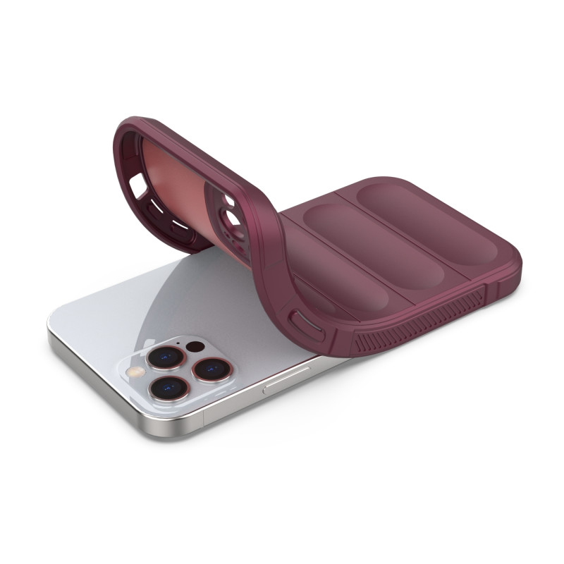 Magic Shield Case iPhone 12 Pro, lankstus šarvuotas dangtelis, bordo spalvos