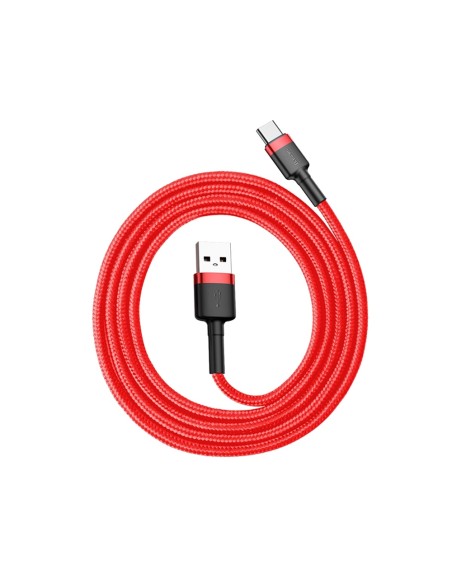 Patvarus lankstus laidas USB laidas USB-C QC3.0 3A 1M raudonas Patvarus lankstus laidas USB laidas USB-C QC3.0 3A 1M raudonas