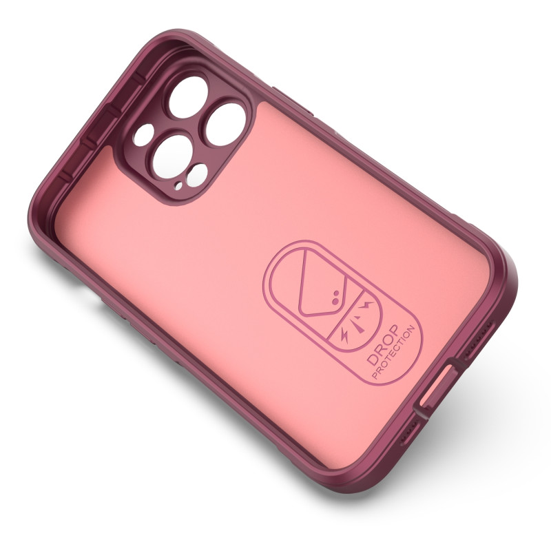 Magic Shield Case dėklas skirtas iPhone 13 Pro, lankstus šarvuotas dangtelis, bordo spalvos