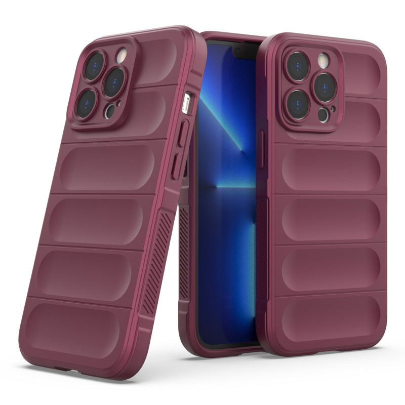 Magic Shield Case dėklas skirtas iPhone 13 Pro, lankstus šarvuotas dangtelis, bordo spalvos