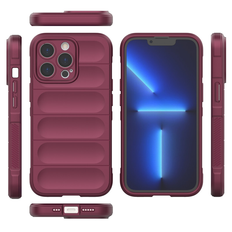 Magic Shield Case dėklas skirtas iPhone 13 Pro, lankstus šarvuotas dangtelis, bordo spalvos