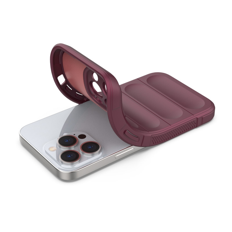Magic Shield Case dėklas skirtas iPhone 13 Pro, lankstus šarvuotas dangtelis, bordo spalvos