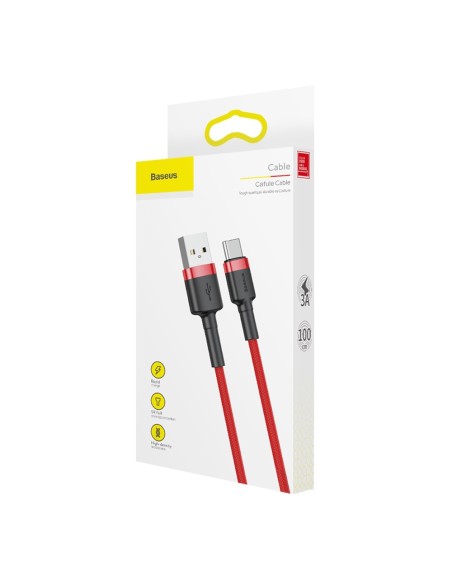 Patvarus lankstus laidas USB laidas USB-C QC3.0 3A 1M raudonas Patvarus lankstus laidas USB laidas USB-C QC3.0 3A 1M raudonas