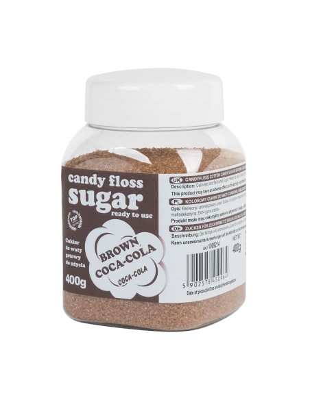 Spalvotas cukraus vatos rudasis cukrus su kokakolos skoniu 400g Spalvotas cukraus vatos rudasis cukrus su kokakolos skoniu 400g