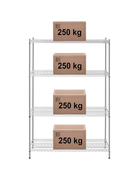 Metalinis dirbtuvių stelažas su 4 vielinėmis lentynomis iki 1 t 1000 kg 119x59x180 cm