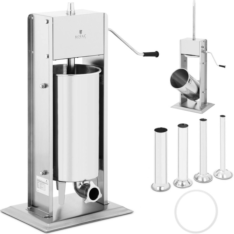 Stuffer filler vertikalus rankinis dešrų purkštuvas 15 l + 4 piltuvėliai Stuffer filler vertikalus rankinis dešrų purkštuvas 15 l + 4 piltuvėliai