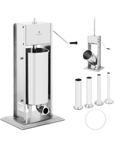 Stuffer filler vertikalus rankinis dešrų purkštuvas 15 l + 4 piltuvėliai Stuffer filler vertikalus rankinis dešrų purkštuvas 15 l + 4 piltuvėliai