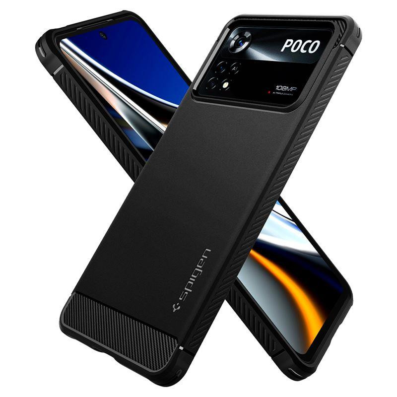 Spigen Rugged Armor dėklas, skirtas Xiaomi Poco X4 Pro 5G - matinė juoda