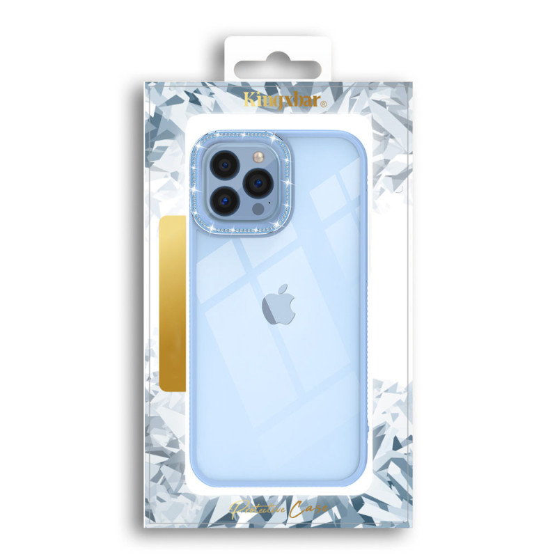 Kingxbar Sparkle serijos iPhone 13 Pro dėklas su kristalų korpusu galinis dangtelis mėlynas
