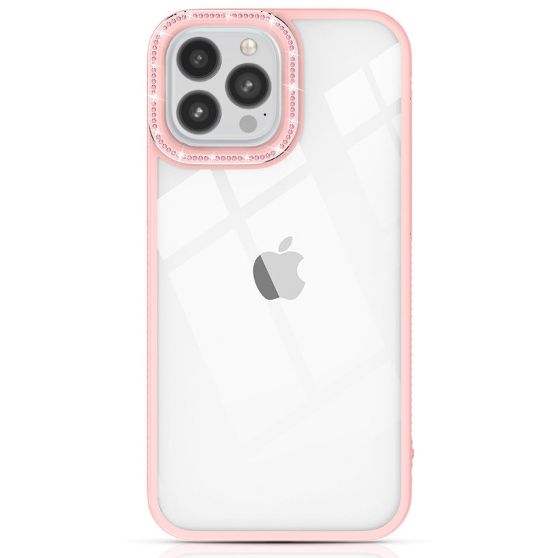 Kingxbar Sparkle serijos iPhone 13 Pro Max dėklas su kristalų korpusu galinis dangtelis rožinis