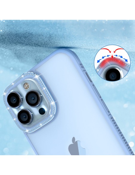 Kingxbar Sparkle Series iPhone 13 Pro Max dėklas su kristalų korpusu galinis dangtelis mėlynas