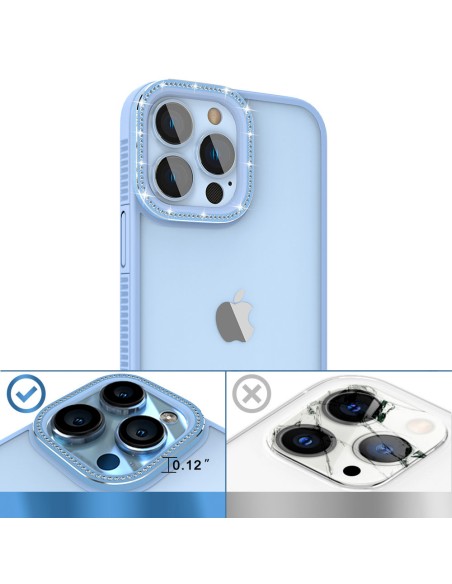 Kingxbar Sparkle Series iPhone 13 Pro Max dėklas su kristalų korpusu galinis dangtelis mėlynas