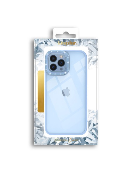 Kingxbar Sparkle Series iPhone 13 Pro Max dėklas su kristalų korpusu galinis dangtelis mėlynas